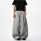 Woostop American retro sports curved sword guard pants for men and women loose and relaxed casual pants lazy wide leg pants image 4