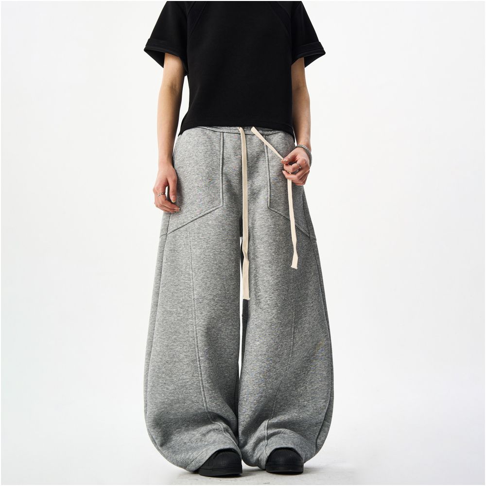 Woostop American retro sports curved sword guard pants for men and women loose and relaxed casual pants lazy wide leg pants image 4