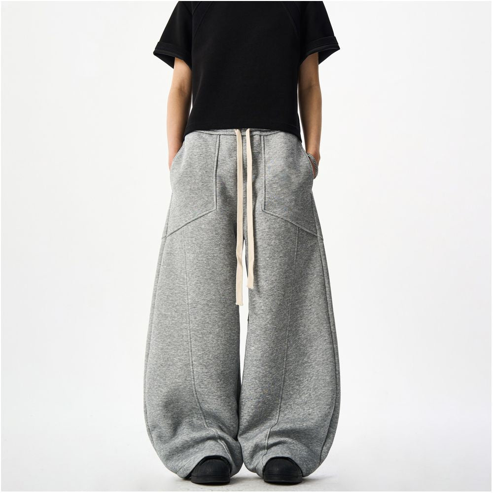 Woostop American retro sports curved sword guard pants for men and women loose and relaxed casual pants lazy wide leg pants