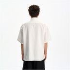 Woostop American high end white short sleeved shirt for men and women summer drape lazy and cool tie shirt image 5