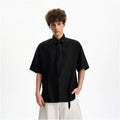 Woostop American high end white short sleeved shirt for men and women summer drape lazy and cool tie shirt