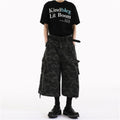 REDANTS American deconstructive workwear camouflage shorts men s and women s loose retro pants washed wide leg cropped pants trendy