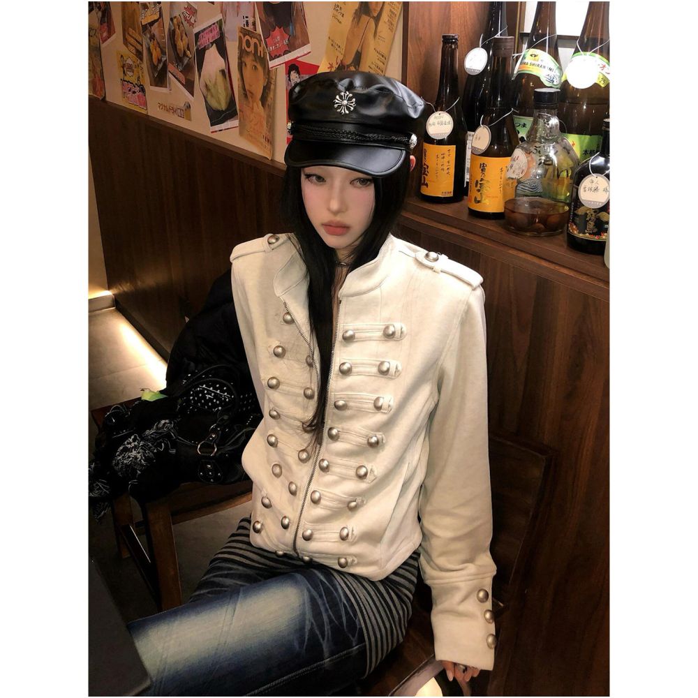 Napoleon Palace style women s spring new bamboo pattern rivet short jacket slim fit and slimming spicy girl top image 1