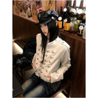 Napoleon Palace style women s spring new bamboo pattern rivet short jacket slim fit and slimming spicy girl top image 2