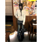 Napoleon Palace style women s spring new bamboo pattern rivet short jacket slim fit and slimming spicy girl top image 3
