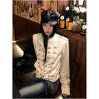 Napoleon Palace style women s spring new bamboo pattern rivet short jacket slim fit and slimming spicy girl top