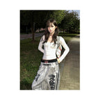 American retro sports sweatpants for women in winter new letter printed washed distressed street style wide leg pants floor pants image 5
