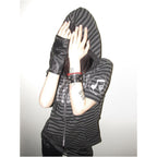 Y2k subculture hooded short sleeved women s summer new striped zipper cardigan jacket visual style short top ins image 3
