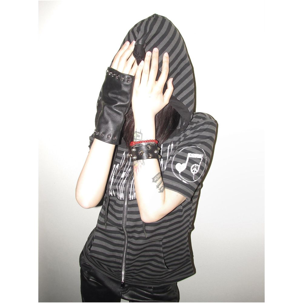 Y2k subculture hooded short sleeved women s summer new striped zipper cardigan jacket visual style short top ins image 3