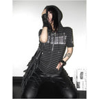 Y2k subculture hooded short sleeved women s summer new striped zipper cardigan jacket visual style short top ins image 0