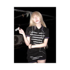 Y2k subculture lapel short sleeved women s summer new style musical note print palace style visual short T shirt spicy girl top image 2