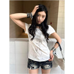 Y2k subculture shoulder short sleeved women s summer new style big collar spicy girl short T shirt slim fit slimming versatile top image 3