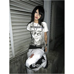 Y2k subculture round neck shoulder short sleeved women s summer new style portrait print spicy girl short T shirt visual top image 3