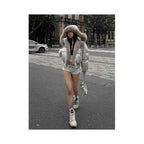 American street style cotton jacket women s winter new style patch fabric fur short cotton jacket cotton coat warm and thick top image 5