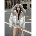 American street style cotton jacket women s winter new style patch fabric fur short cotton jacket cotton coat warm and thick top
