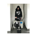Abi Street Hairy Collar Hoodie Women s Spring and Autumn Subculture Printed Zipper cardigan Coat y2k Top ins image 4