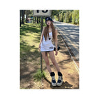 White medium to long I shaped camisole women s summer new style Gothic print slim fit and slimming look paired with vest and spicy girl top image 3