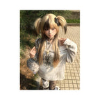 Light Asian style slanted shoulder long sleeved T shirt for women in spring with mesh splicing subculture T shirt casual spicy girl retro top ins image 0