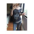 American retro shoulder T shirt women s summer new subculture print slim fit short sleeved street style top ins image 3