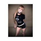 Light Asian style round neck shoulder T shirt for women s summer new style skull print subculture tight waist short sleeved top image 2