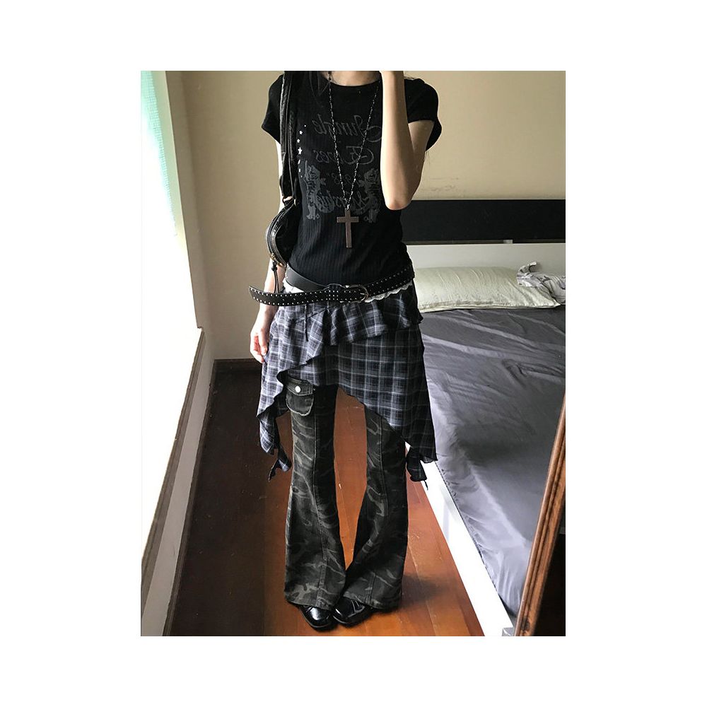 American retro shoulder T shirt women s summer new lace lace lace short sleeved tight waist versatile top ins image 3
