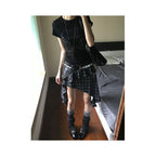 American retro shoulder T shirt women s summer new lace lace lace short sleeved tight waist versatile top ins image 4