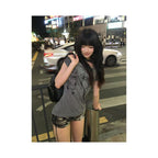 Light Asian style big neckline shoulder short T shirt for women s summer new subculture short T shirt street style spicy girl top image 2