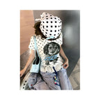 College style shoulder short T shirt for women in summer new puppy polka dot print sweet and spicy style short sleeved versatile top ins image 4