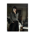 American college style Henry collar long sleeved T shirt for women s summer new item contrasting color splicing striped T shirt versatile top ins image 2