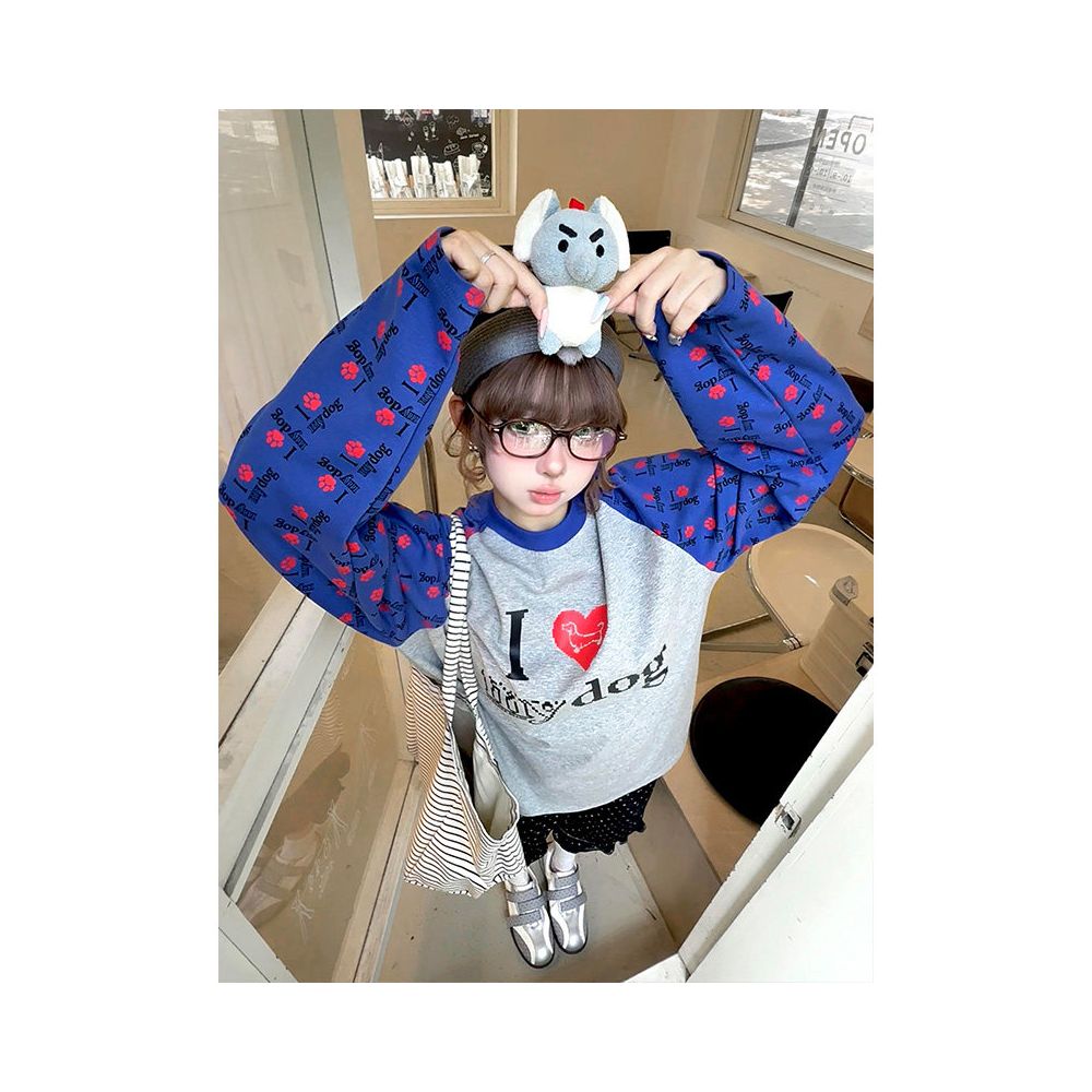 American retro round neck shoulder long sleeved T shirt for women s early autumn new oversized T shirt casual versatile top ins image 2