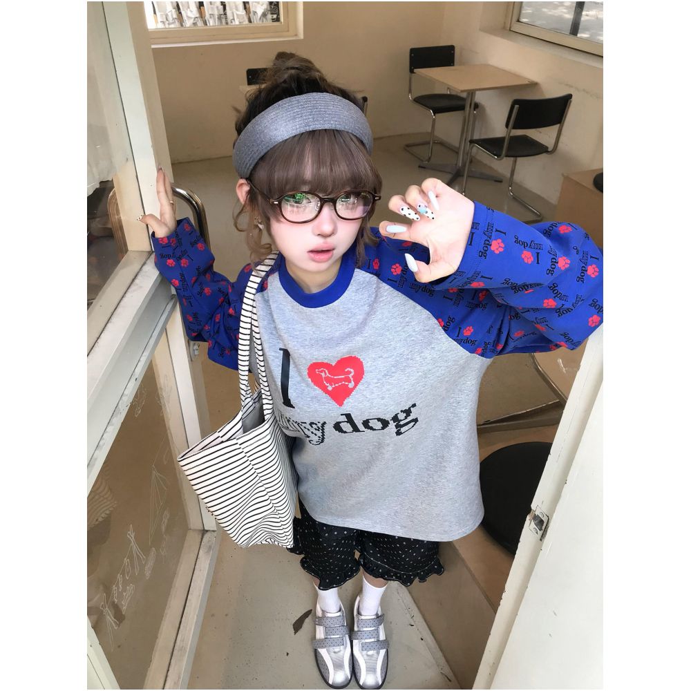 American retro round neck shoulder long sleeved T shirt for women s early autumn new oversized T shirt casual versatile top ins