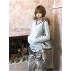 American retro fur collar hooded sweatshirt women s summer new zipper cardigan jacket slim fit and versatile top trendy image 3
