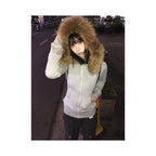 American retro fur collar hoodie women s autumn new zipper cardigan slim fit and slimming zipper cardigan hooded jacket top image 1