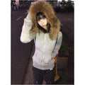 American retro fur collar hoodie women s autumn new zipper cardigan slim fit and slimming zipper cardigan hooded jacket top