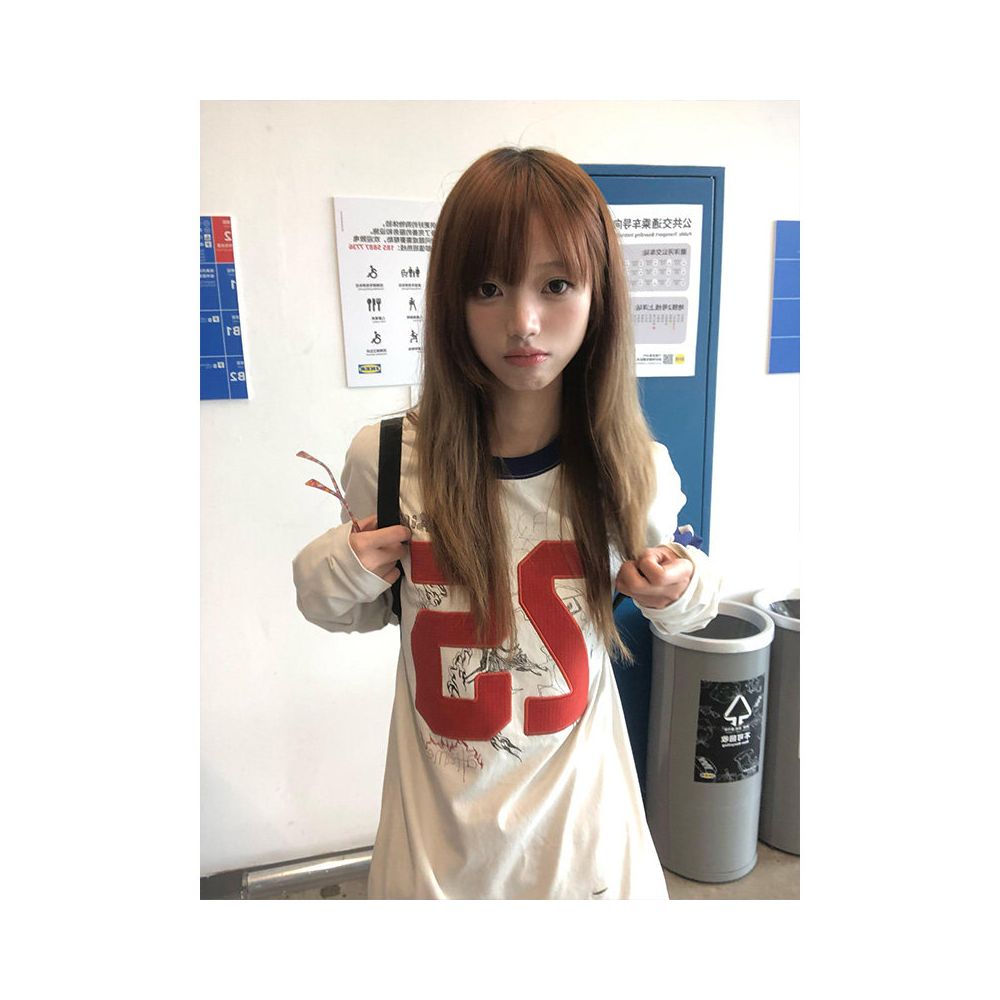 American retro street style long sleeved T shirt for women in autumn new digital embroidery graffiti print casual versatile top image 3