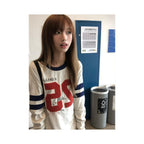 American retro street style long sleeved T shirt for women in autumn new digital embroidery graffiti print casual versatile top image 5