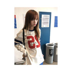 American retro street style long sleeved T shirt for women in autumn new digital embroidery graffiti print casual versatile top image 0