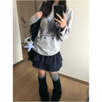 American retro long sleeved T shirt for women s autumn new item Dream Butterfly print loose round neck T shirt oversized top