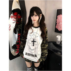 American college style camouflage plug in long sleeved T shirt for women s autumn new style skull print base shirt versatile top ins