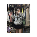 Subcultural stand up collar jacket women s autumn new style washed sprayed dirty worn sports style hoodie Abi top trend image 2