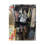 Subcultural stand up collar jacket women s autumn new style washed sprayed dirty worn sports style hoodie Abi top trend image 3