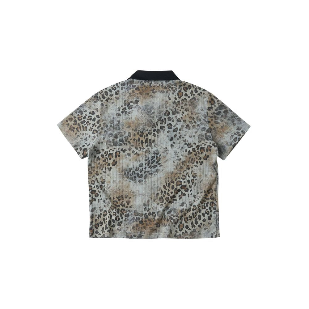 Saxgenwon santiago phantom leopard digital printing distressed short wide shoulder polo short sleeve t shirt image 2