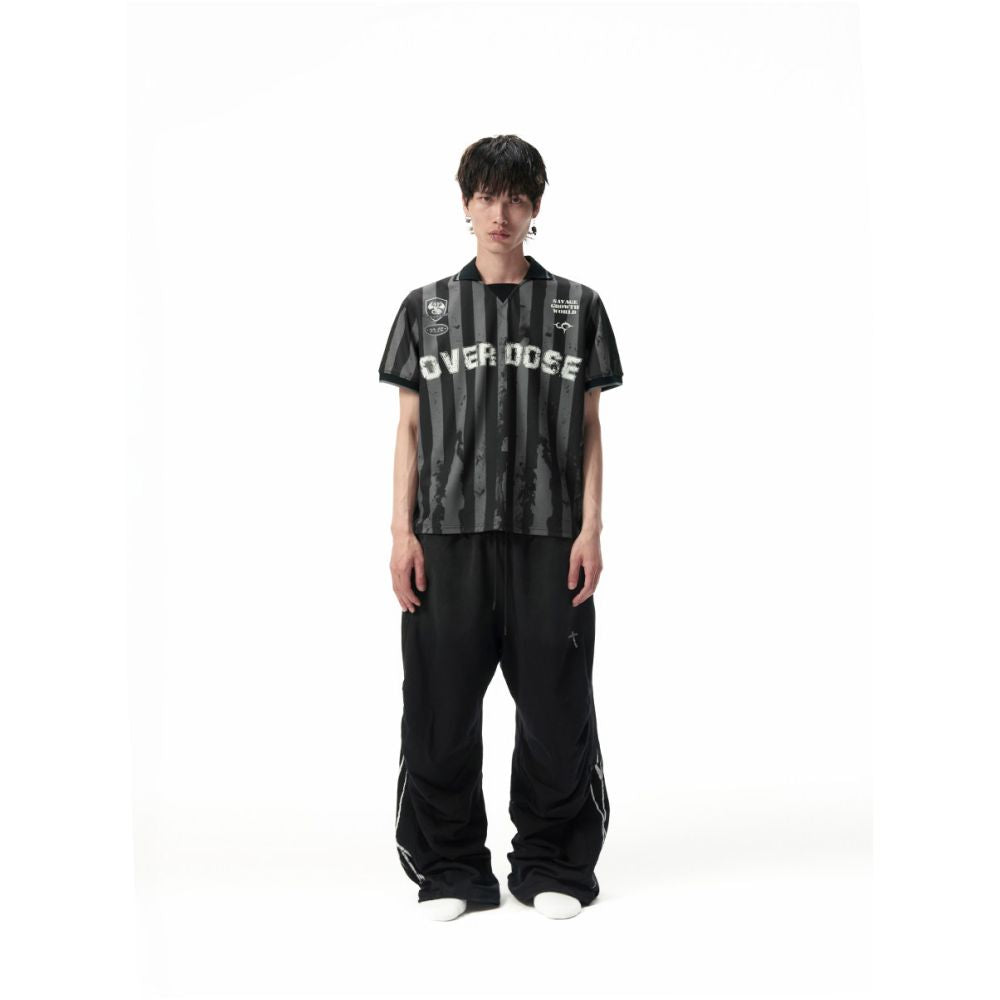 Sgw over dose striped flag digital printing street retro right shoulder version quick drying cool short sleeved jersey image 1