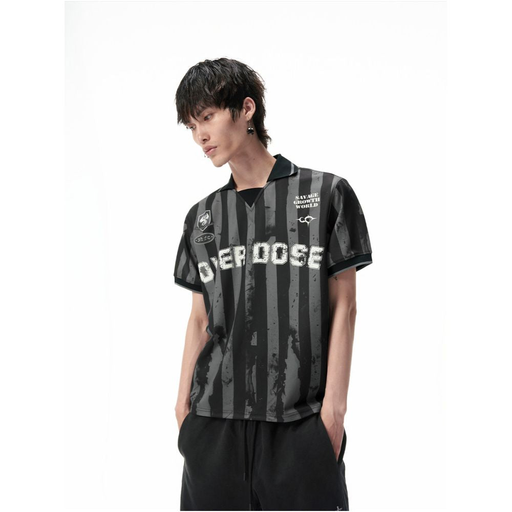 Sgw over dose striped flag digital printing street retro right shoulder version quick drying cool short sleeved jersey image 3