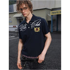 Saxgenwon uk union jack flag print embroidered beaded pure cotton streetwear cursive shoulder polo short sleeve t shirt image 2