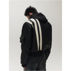 Sgwcult church black and white patchwork plush silhouette fleece lined thick winter lychee leather cotton bomber image 4