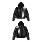 Sgwcult church black and white patchwork plush silhouette fleece lined thick winter lychee leather cotton bomber image 5