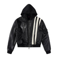 Sgwcult church black and white patchwork plush silhouette fleece lined thick winter lychee leather cotton bomber image 0