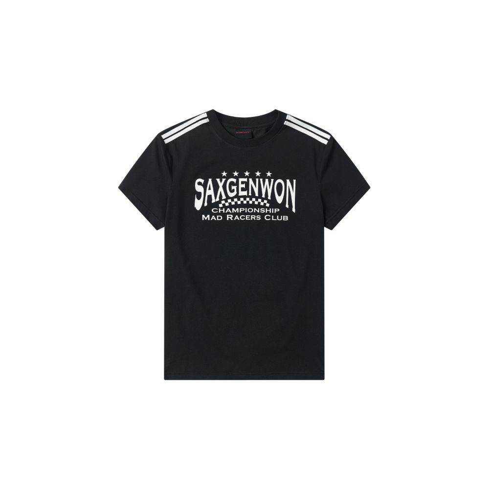 Saxgenwon street race stretch slim fit striped crew neck streetwear print summer trendy regular shoulder short sleeve t shirt image 1
