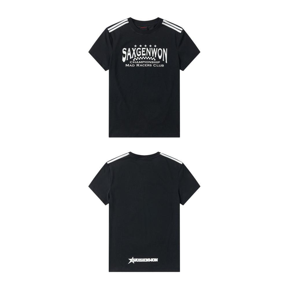 Saxgenwon street race stretch slim fit striped crew neck streetwear print summer trendy regular shoulder short sleeve t shirt image 3